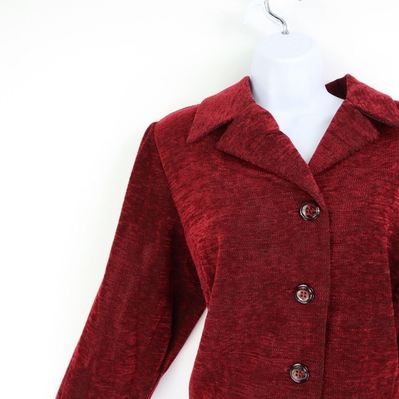 Fashion Bug Blazer Jacket Lined Womens Size 14W/16W Deep Red‎ Shoulder Pads - Picture 5 of 7